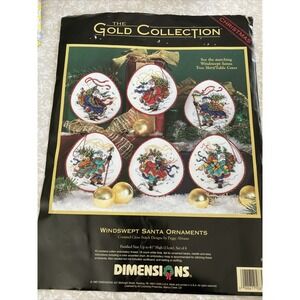 Dimensions Gold Christmas collection Windswept Santa ornaments Kit 8530 Complete